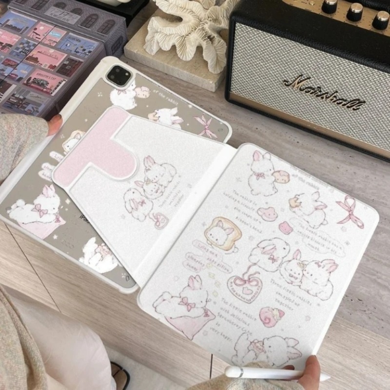 Tablet S9 Fe Accessories - เคสหมุนได้ลายกระต่ายน่ารักสำหรับ Huawei Matepad 11.5/11.5S Matepad 11