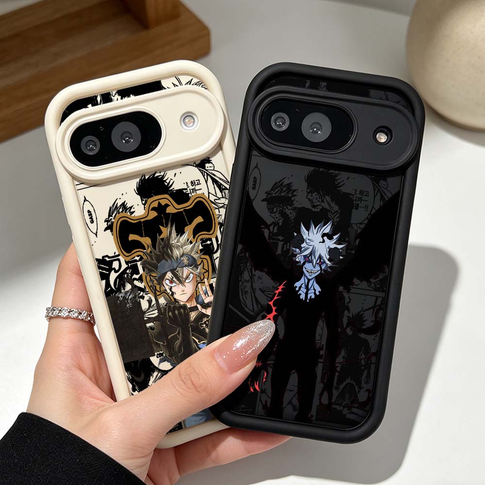 Google Pixel 8A - เคสโทรศัพท์สีดำลายโคลเวอร์สุดเท่ สำหรับ Google Pixel 10 9