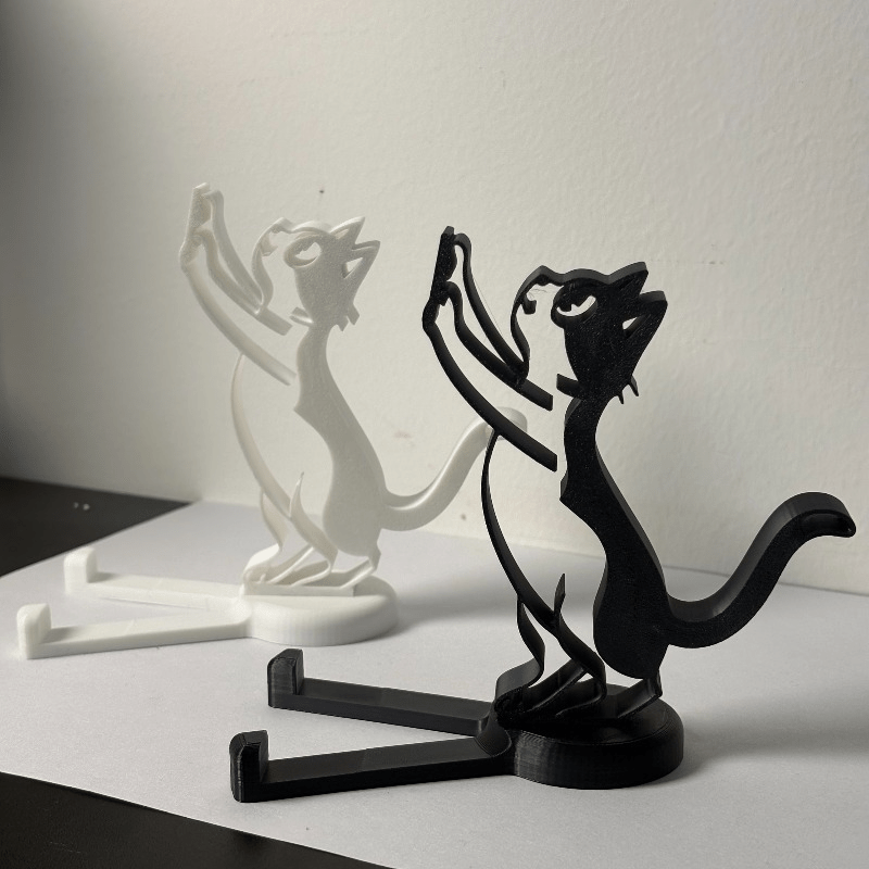 Tablet Stand Accessories - ที่วางโทรศัพท์รูปแมวแบบมินิมอล ดีไซน์เส้นโค้งเว้า ที่วางแท็บเล็ตตั้งโต๊ะ รูปทรงน่ารัก รูปปั้นสัตว์น่ารัก ที่วางมือถือ