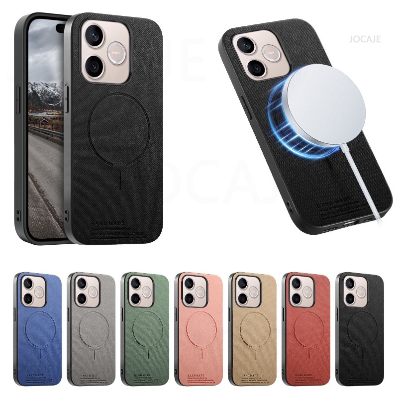 Magnetic Case Smart - เคสหนังลายผ้าพร้อมแม่เหล็กสำหรับ Honor 600 Lite รองรับ Magsafe