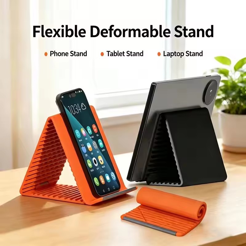 Tablet Stand Accessories - ขาตั้งโทรศัพท์แบบพกพาซิลิโคนสำหรับวางบนโต๊ะ แท็บเล็ต แล็ปท็อป ดีไซน์สร้างสรรค์ ยืดหยุ่น พับได้