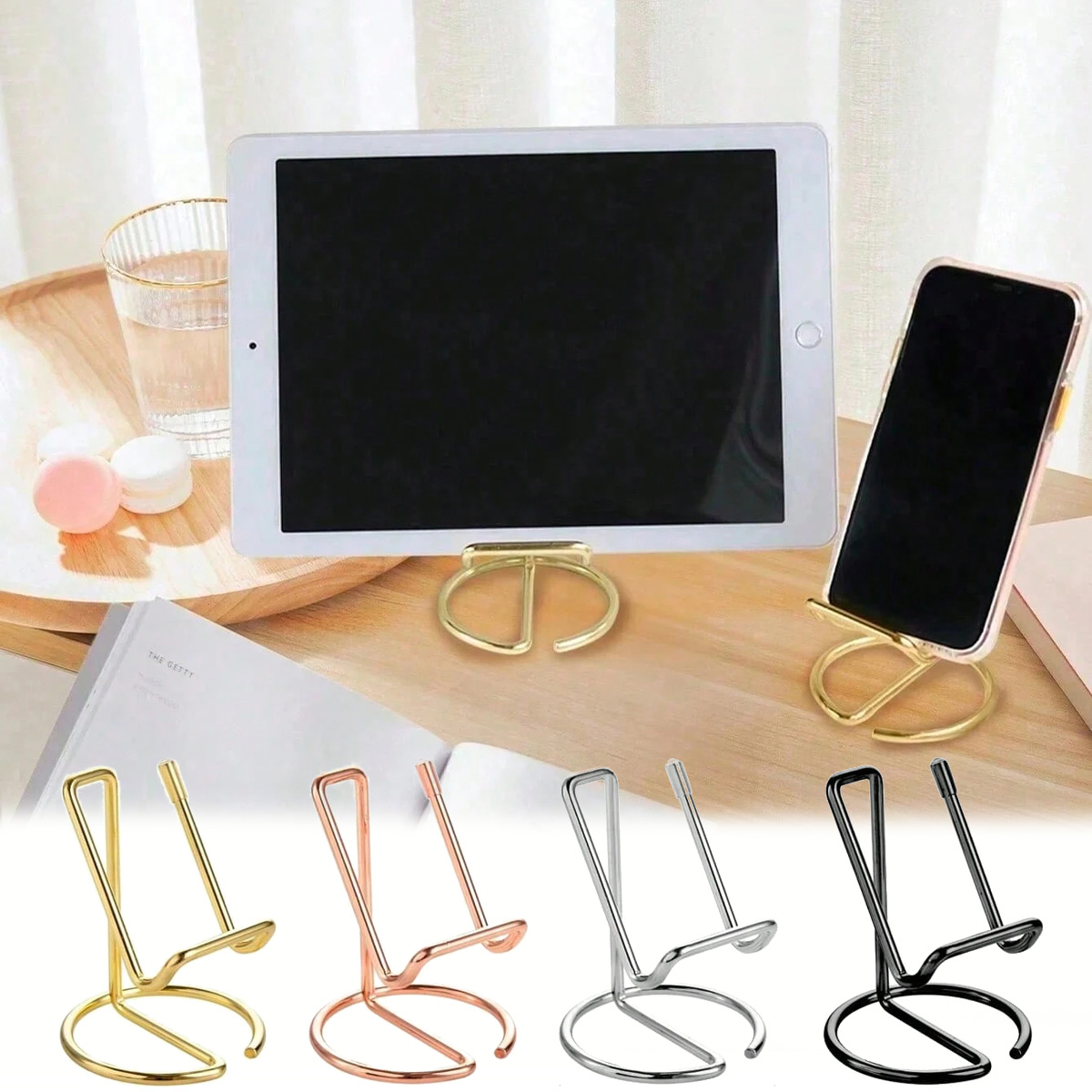 Tablet Stand Accessories - ขาตั้งโทรศัพท์มือถือแบบพกพาสำหรับวางบนโต๊ะ ที่วางนามบัตรโลหะแบบเรียบง่าย ชั้นวางอุปกรณ์อเนกประสงค์ เหมาะสำหรับโทรศัพท์และแท็บเล็ต