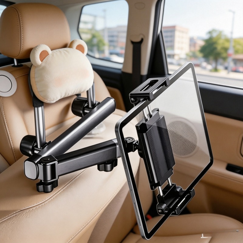 Tablet Stand Adjustable - ที่ยึดแท็บเล็ตติดพนักพิงศีรษะในรถยนต์ แบบปรับระดับได้ พับเก็บได้ ใช้ได้กับโทรศัพท์และแท็บเล็ตขนาด 6-12.9 นิ้ว