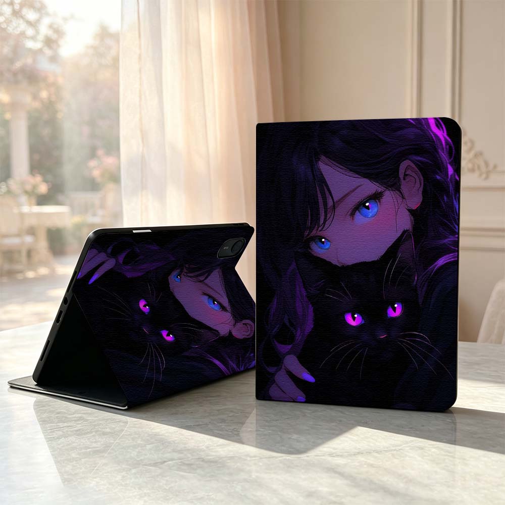 Lenovo Tablet P12 Accessories - การ์ตูนแมวสาวตาอ่อนโยนสำหรับเลอโนโว เซียวซิน แพด โปร แท็บ P12